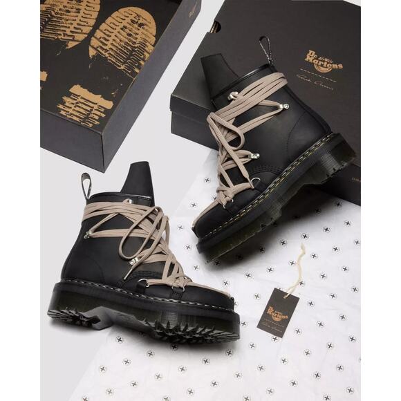 DR. MARTENS X RICK OWENS FW25 1460 QUAD SOLE MEGALACE BOOT OILY NUBUCK COW main image 10